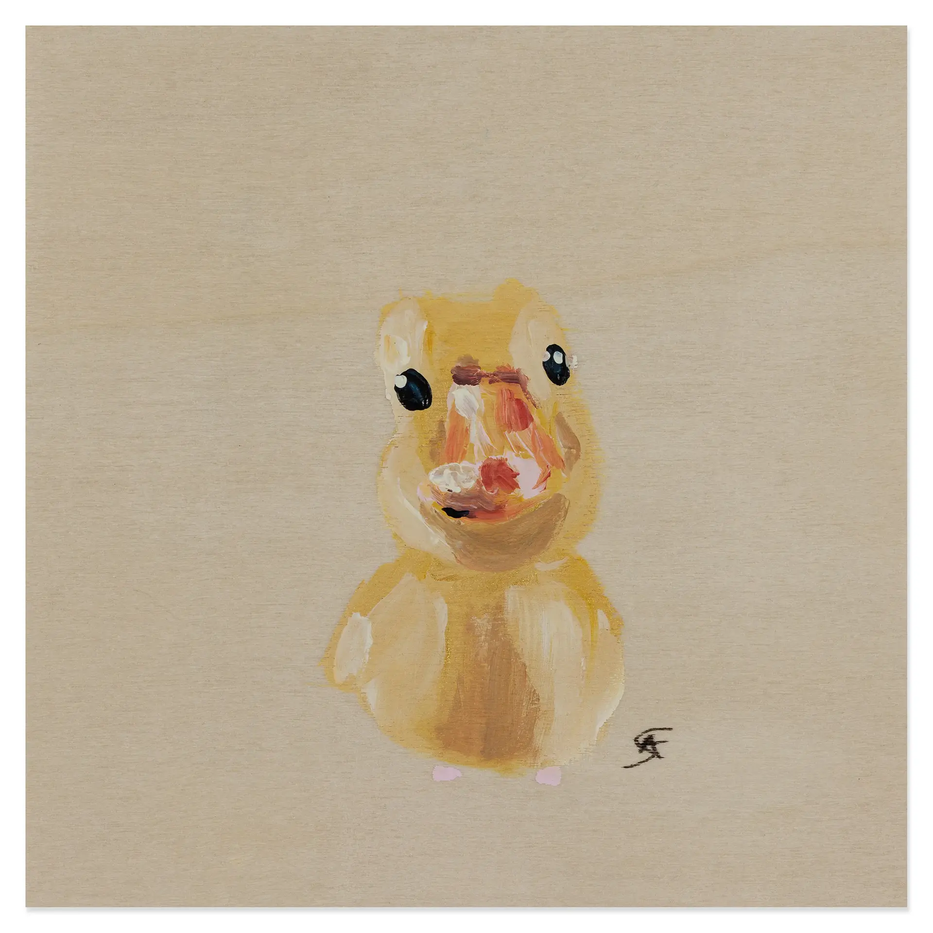 Ein gelbes, gemaltes Entenküken.