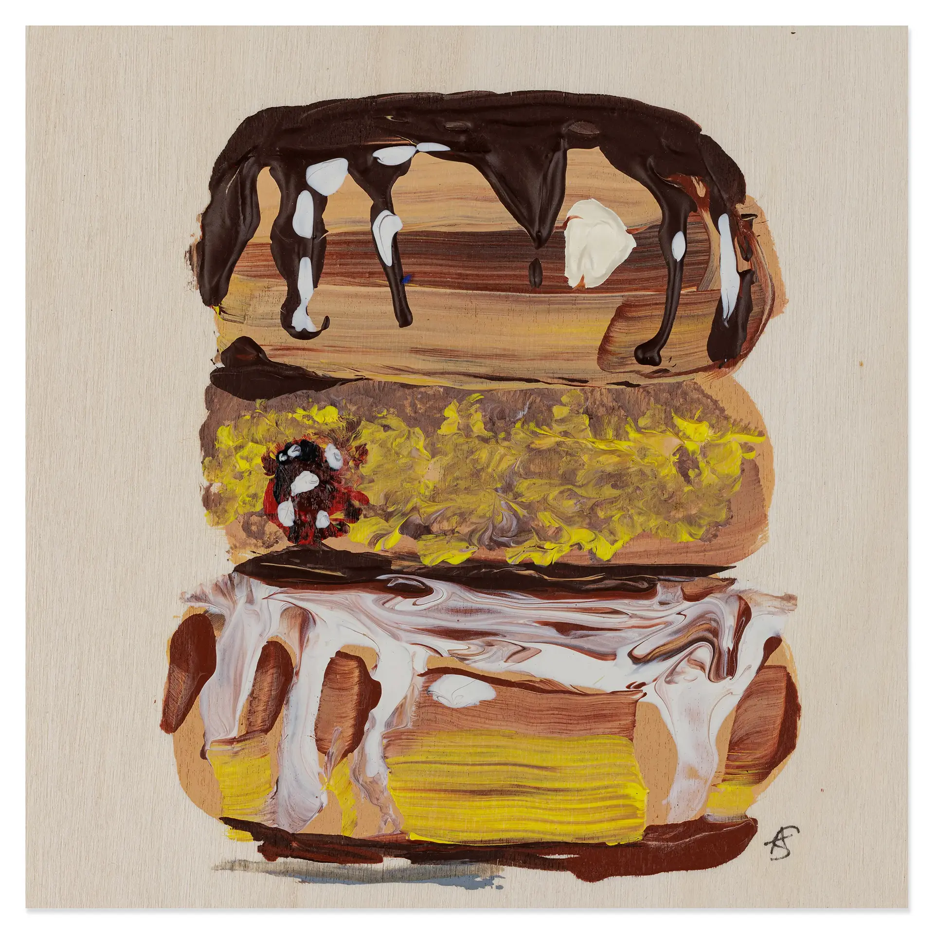 Bunte, gemalte Donuts übereinander gestapelt